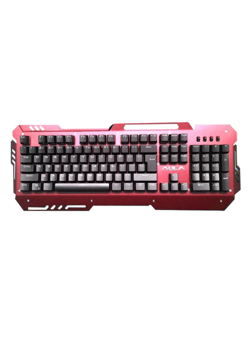 AULA Mechanical Keyboard SI-2009S features a red and black color scheme , It connects via USB for pc and office computer