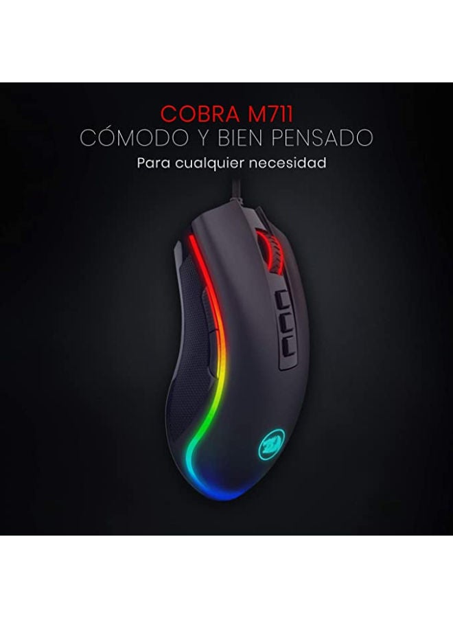 M711 Cobra Gaming Mouse with 16.8 Million RGB Color Backlit, 12,400 DPI Adjustable, Comfortable Grip, 8 Programmable But
