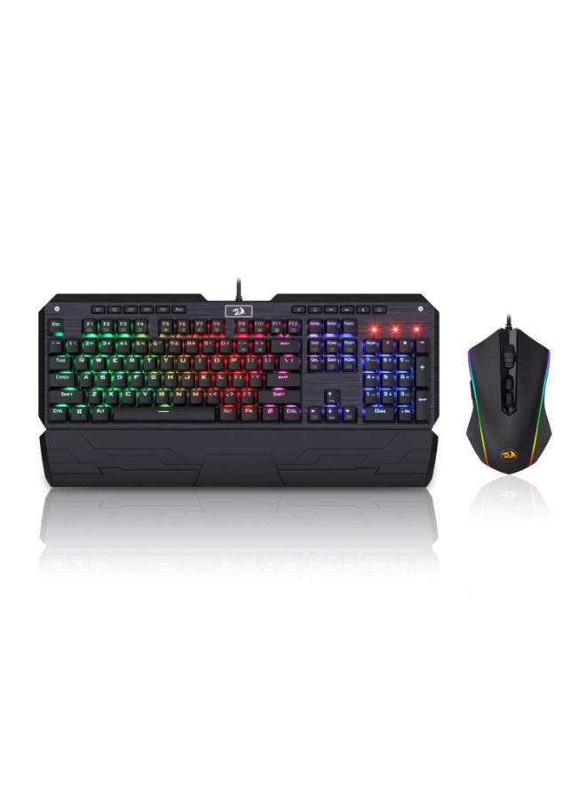 K555RGB-BA Gaming Keyboard & Mouse Combo – RGB Backlit Mechanical Keyboard with Macro & Multimedia Keys, Full Anti-Ghost