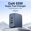 65W PD Super Fast Wall Charger with Dual USB-C, USB-A and Lightning Ports, Power Delivery PPS Fast Charging Adapter for 
