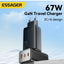 شاحن حائط ESSAGER JT-G67TC2U1 GaN قوة 67W منفذ Type-C PD3.0 أسود