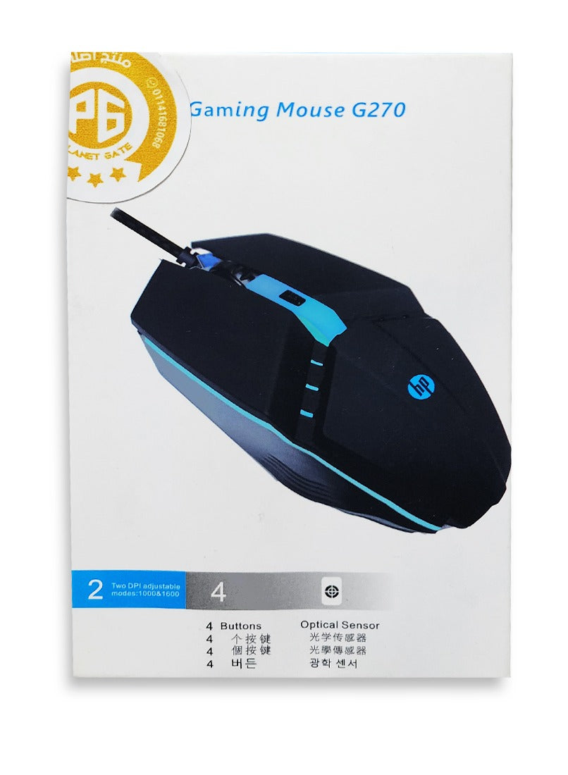 Optical Mouse Gaming 4 Button , 7 coLor Led 1600DPi - BLack G270