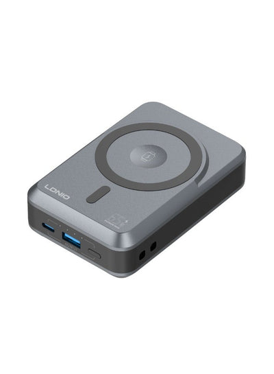 شاحن جداري وبطارية شحن لاسلكية مغناطيسية 4 في 1 مع شحن سريع USB-C PD بقوة 65 واط، وشحن لاسلكي مغناطيسي بقوة 15 واط، وبطا