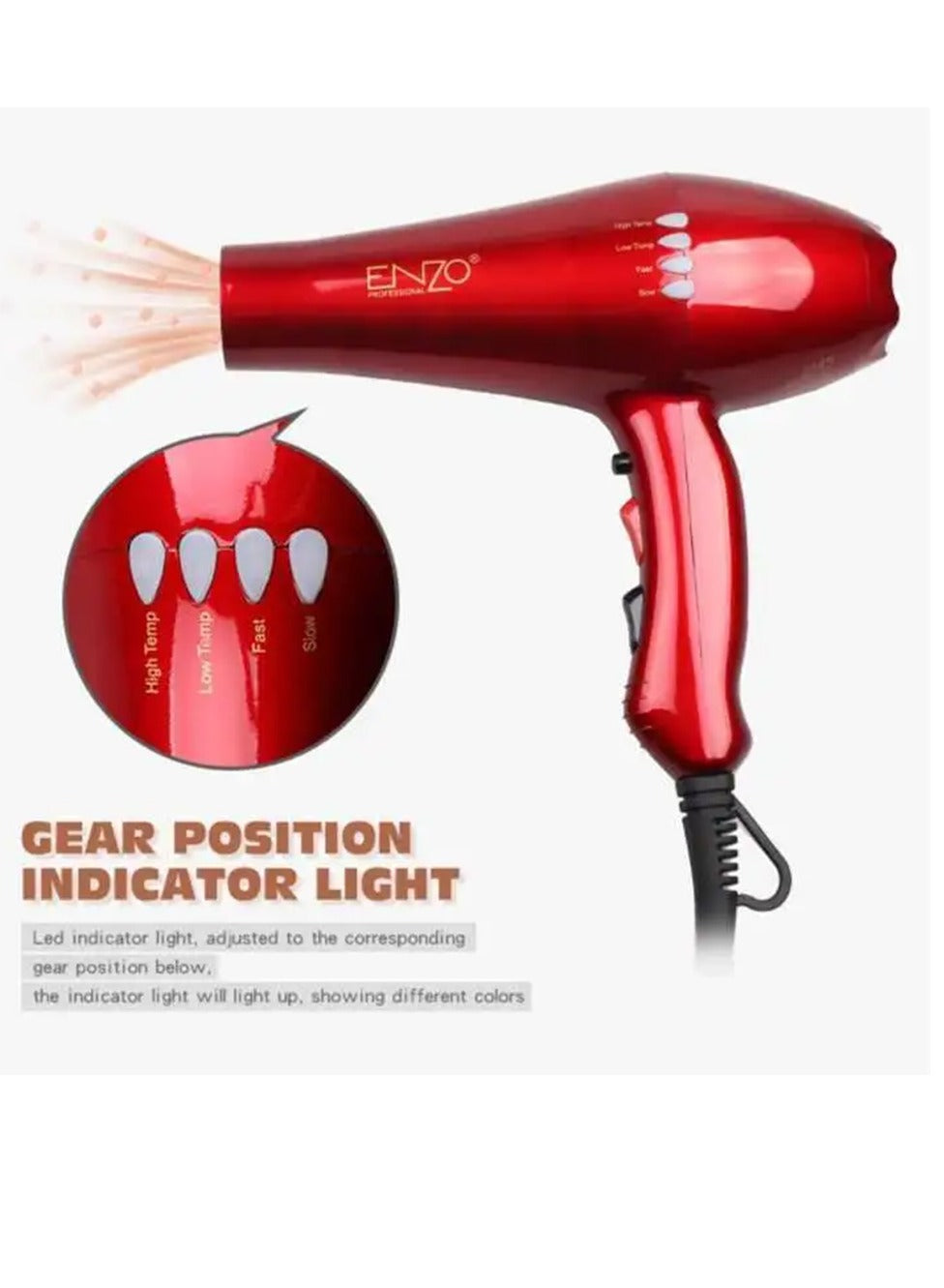 ENZO Professional EN-8860R Ultimate Smooth Hair Dryer Red 6000 W