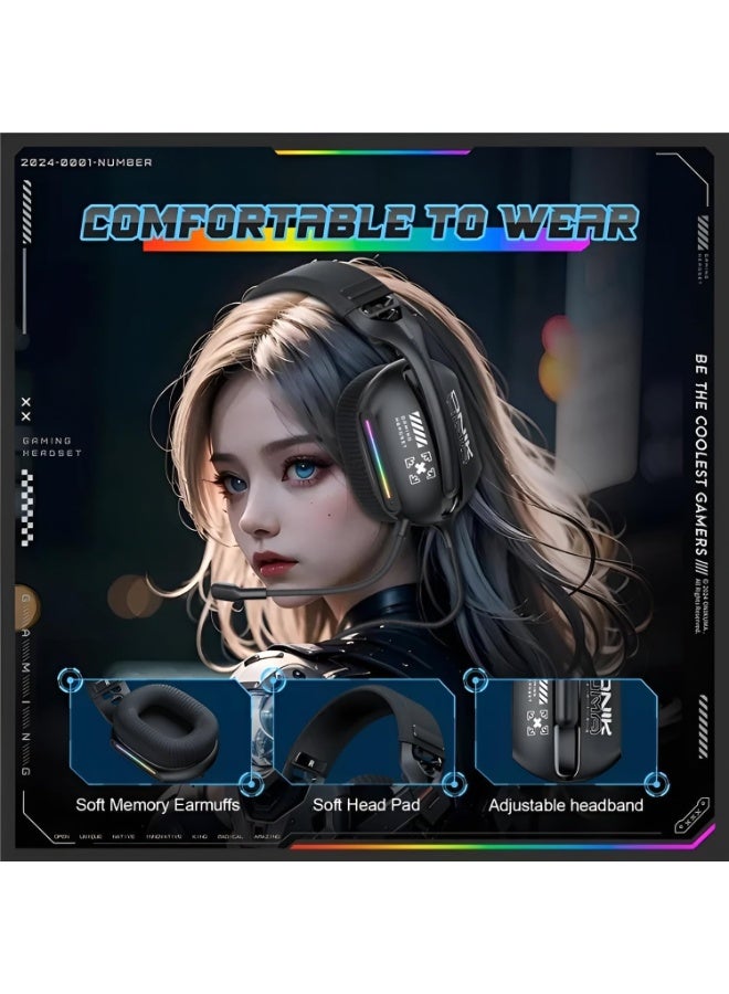 X12 Gaming Headset with RGB Lighting, Noise Isolating Microphone, and Volume Control , Wired Headset with Modern Design 