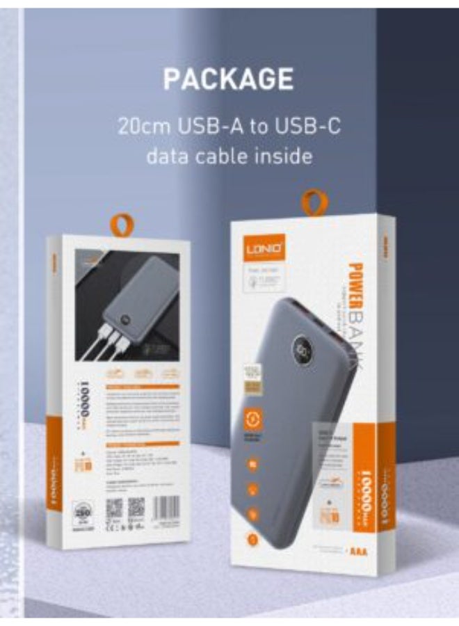 PQ10 10000mAh Fast Charging Power Bank with 22.5W USB Output, 18W USB-C Input, Dual USB Ports, LED Digital Display, Ultr