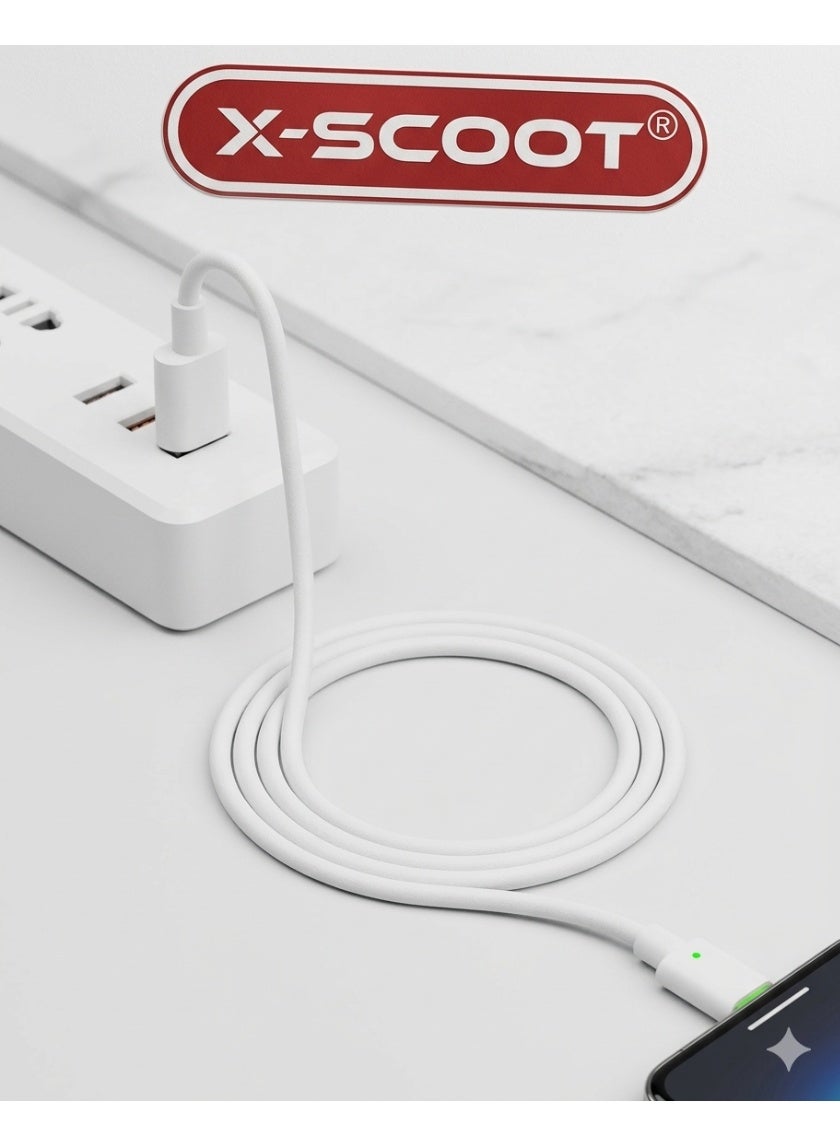 كابل شحن X-SCOOT CL149 Lightning قوة 60W متين أبيض