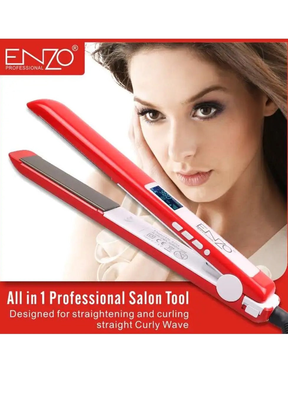 ENZO Hair Straightener iron Flat Ceramic Electric Straightening Relaxer Hair Straightener En-3854