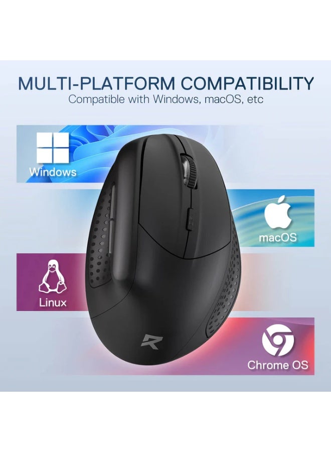 ماوس عمودي Redragon BM-4033 Wireless بتصميم صحي مريح أسود