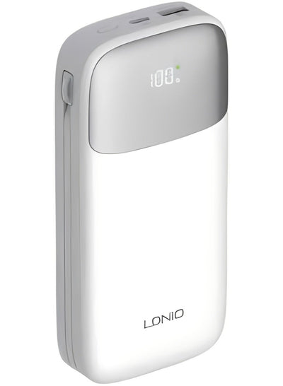 PQ20 20000mAh Fast Charging Power Bank with Built-In Charging Cables, 22.5W USB-C PD Output, 18W USB-C Fast Input, LED D