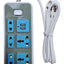 Electric Power strip - 2500 watt, Auto max 10 A / 220-250V , with 5 Outlet , 1.5 CM cable , 2 Port USB and for Laptop, PC, MacBook , Home and Office Electrical appliances and Mobile charger