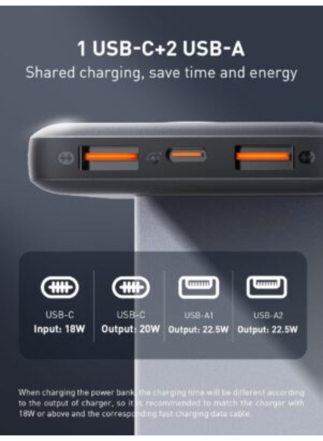 PQ10 10000mAh Fast Charging Power Bank with 22.5W USB Output, 18W USB-C Input, Dual USB Ports, LED Digital Display, Ultr
