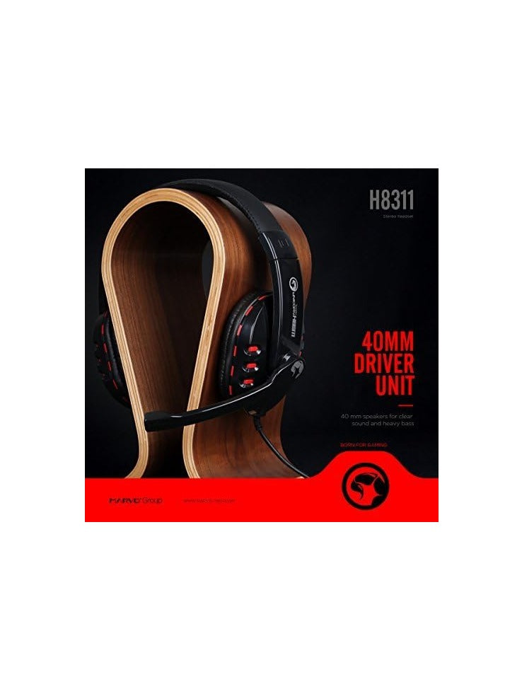 MARVO H8311 Wired 3.5mm Stereo Sound Headphone Computer Gaming Headphone with Adjustable Microphone Boom & Powerful Bass Sounds