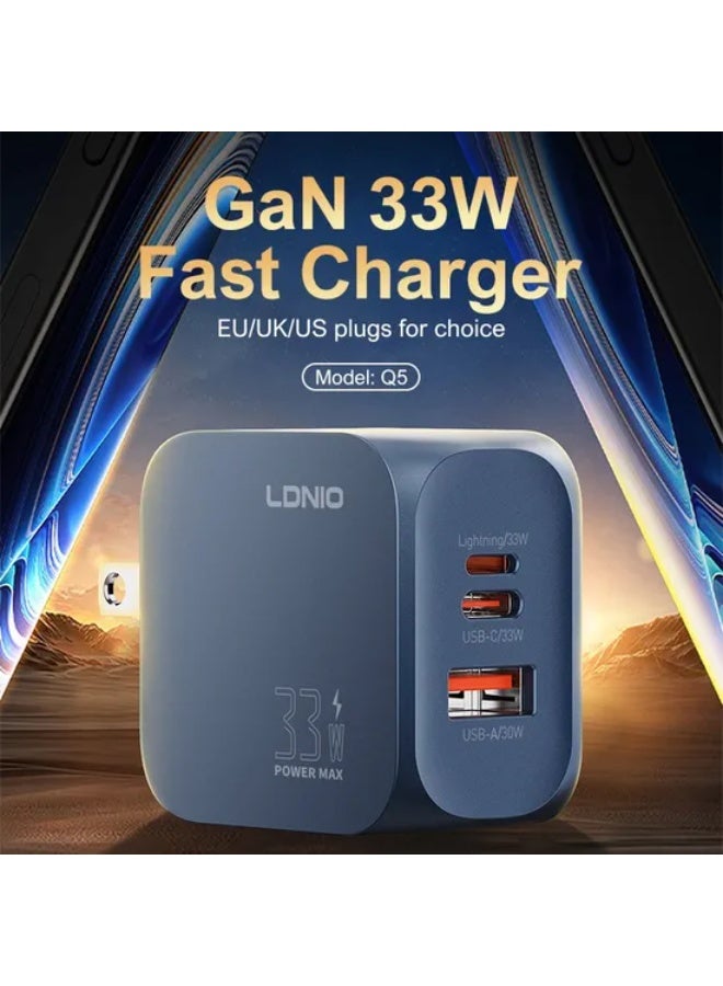 45W USB-C and USB-A Super Fast Wall Charger, PD PPS Fast Charging Adapter for MacBook, iPhone, Samsung Galaxy, Android P