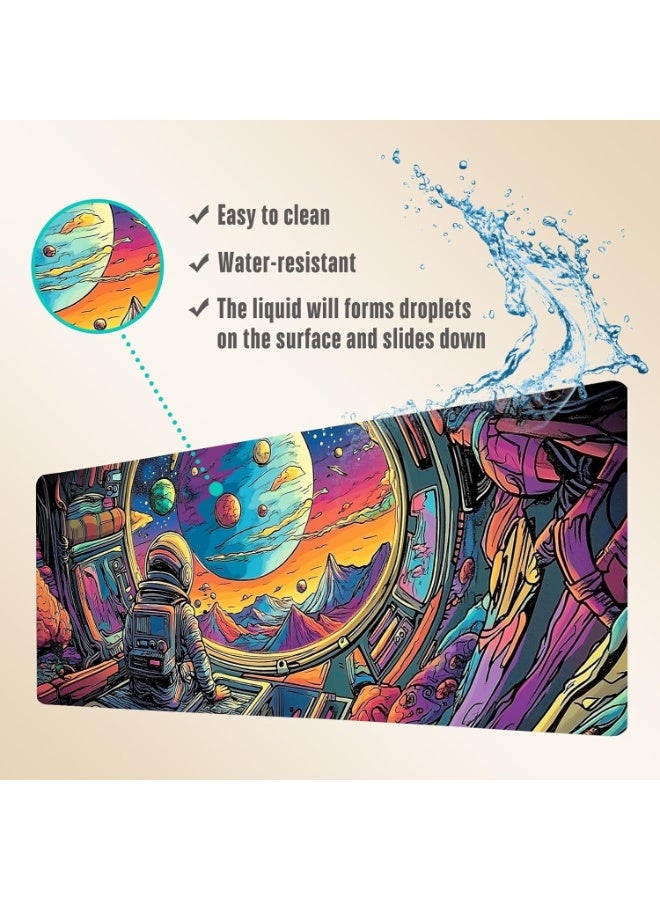 Astronaut 3 Extended Gaming Mouse Pad with Stitched Edges 70×30cm XL Desk Mat for Gaming, Office, Keyboard, Mouse, Lapto
