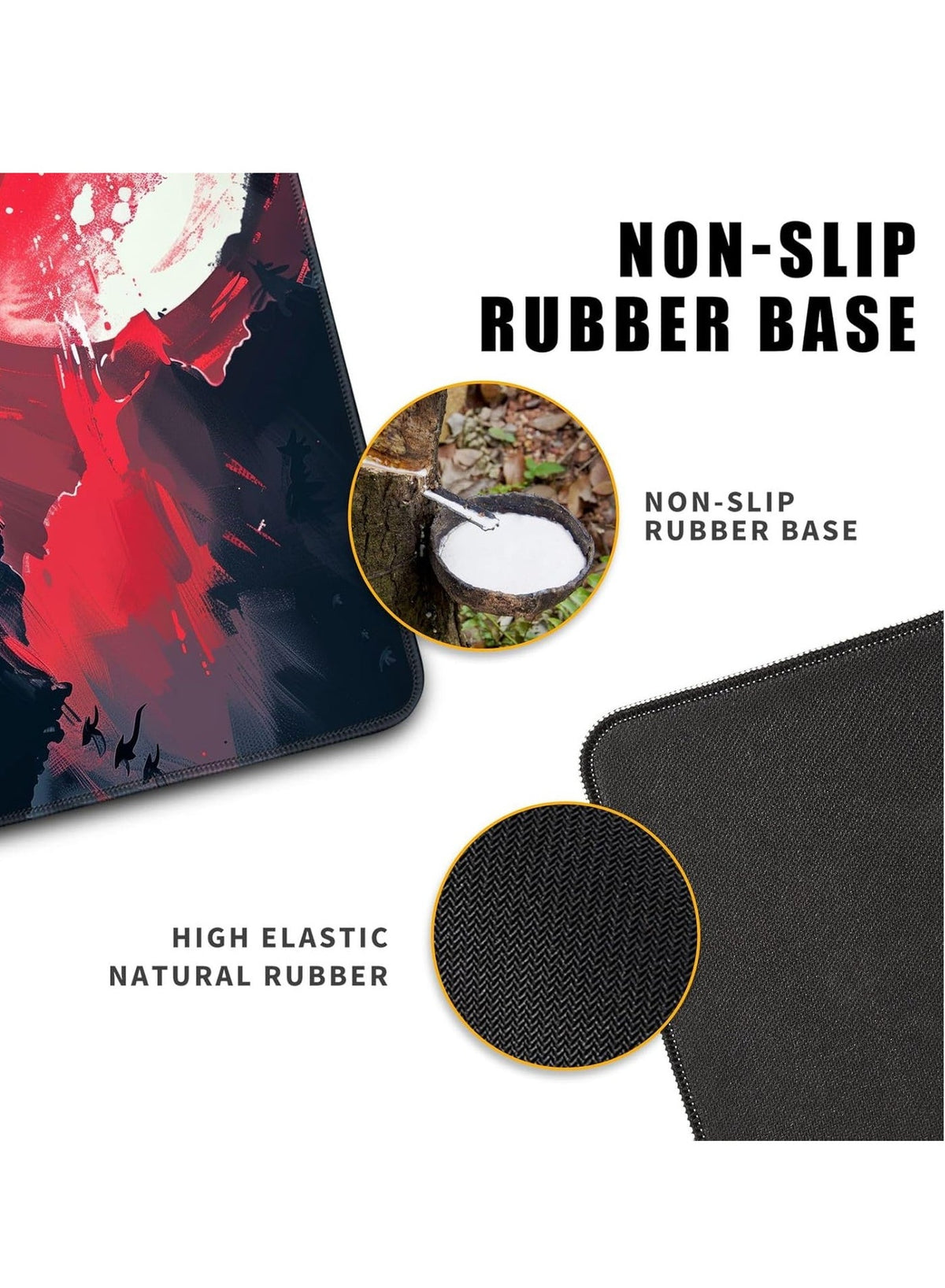 Black Desk Mat Japanese Samurai Mouse Pad Large Red Anime Big Mousepad Gaming Large Mouse Pad for Men Desk Pad with Stit