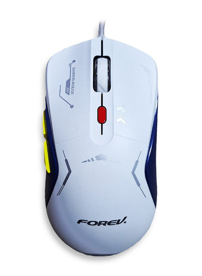 Forev E-Sports gaming mouse with 1.5M USB Cable , silent key ,macro program ming , optical engine , LED Light , 4-level adjustable (1200 - 1800 - 2400 - 3600 DPI ) - FV-X9 , white