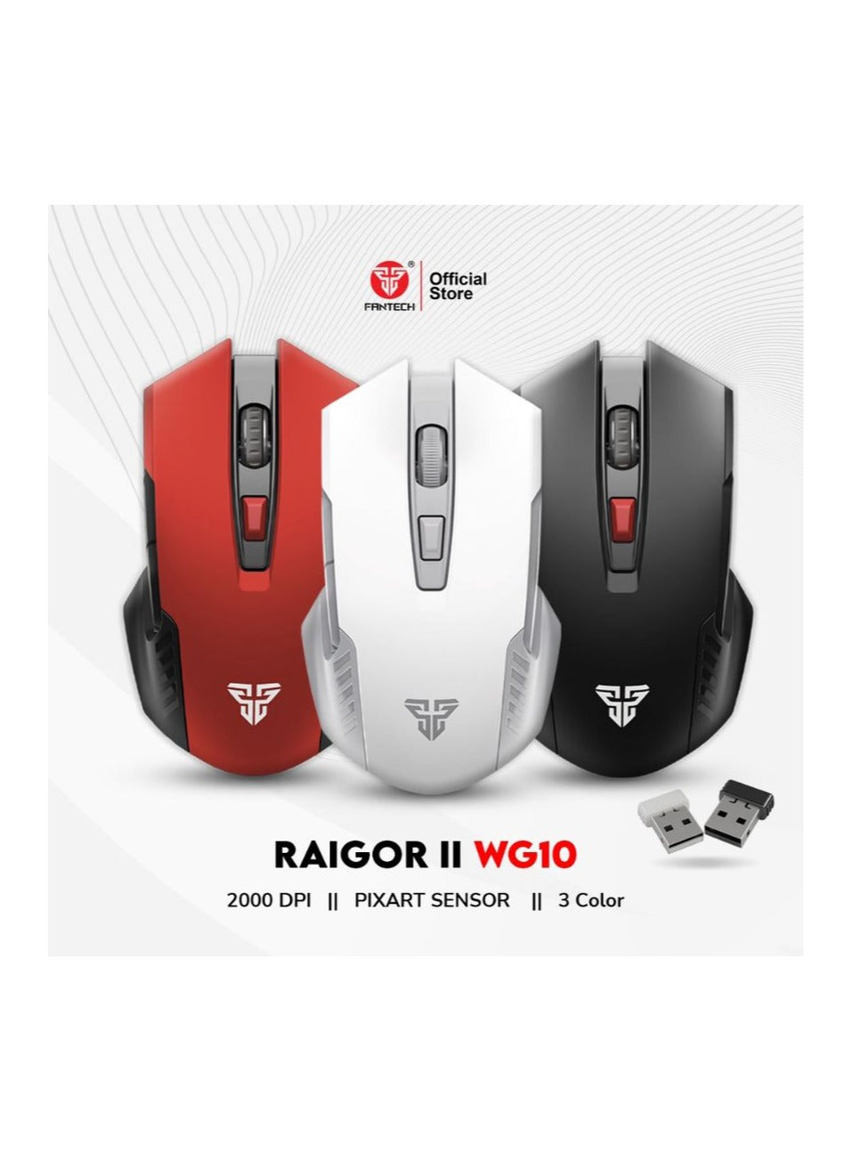 FANTECH Red WG10 Mouse Wireless (2.4GHZ) Gaming Mouse With USB Receiver | Optical Sensor 2,000 DPI - PC/LAPTOP/MAC