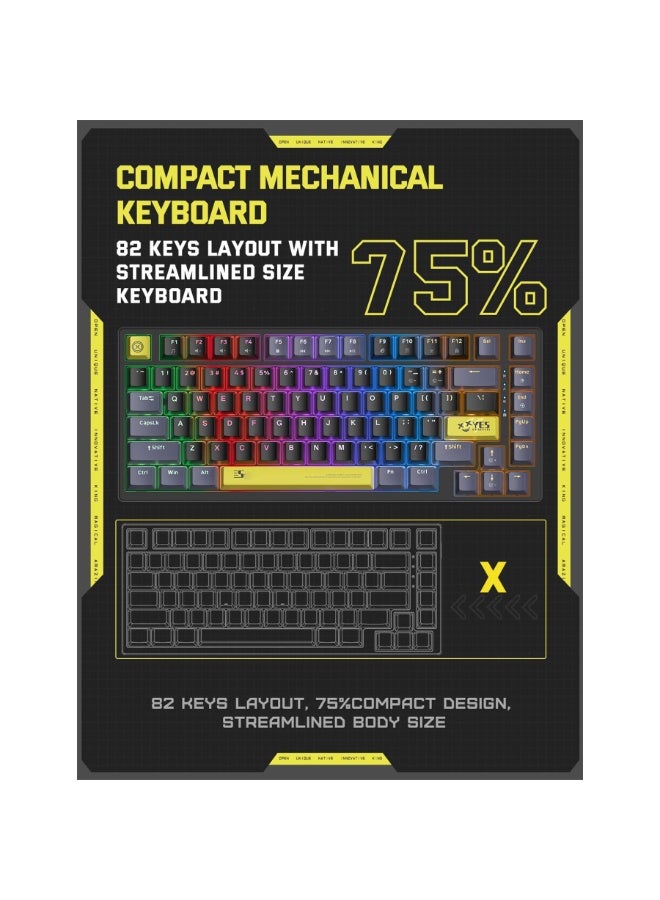 G52 RGB Wired Mechanical Gaming Keyboard with 82 Keys,