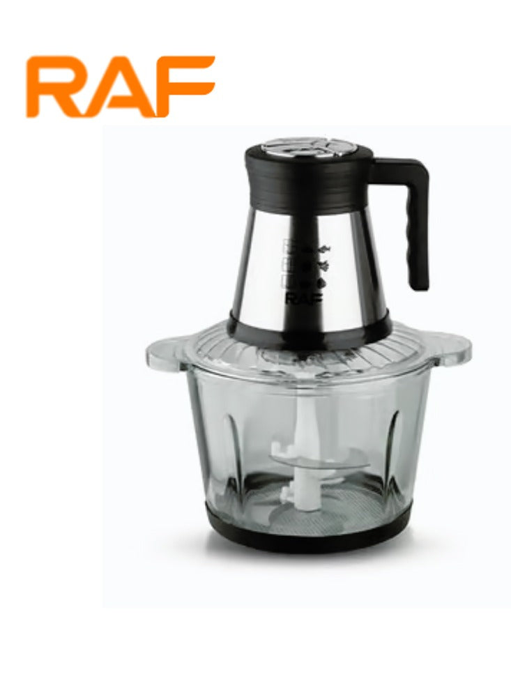 RAF Powerful vegetable and meat grinder, contains a grinder, a quad blade, and a 3.0 liter glass bowl with a capacity of 800 watts, model R.7037