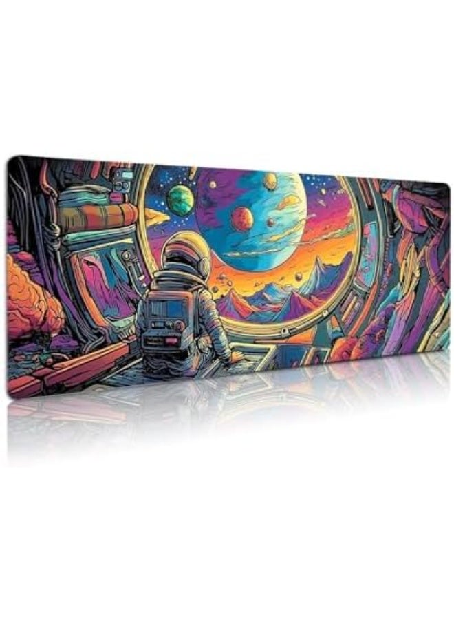 Astronaut 3 Extended Gaming Mouse Pad with Stitched Edges 70×30cm XL Desk Mat for Gaming, Office, Keyboard, Mouse, Lapto