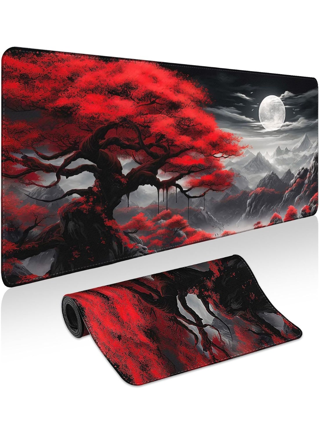 Full Moon Extended Gaming Mouse Pad with Stitched Edges 80×30cm XL Desk Mat for Gaming, Office, Keyboard, Mouse, Laptop,