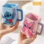 Stitch Ceramic Mug 450ml, Cute Cartoon Square Coffee Mug, Large Capacity Ceramic Tea Cup with Vibrant Character Design, 