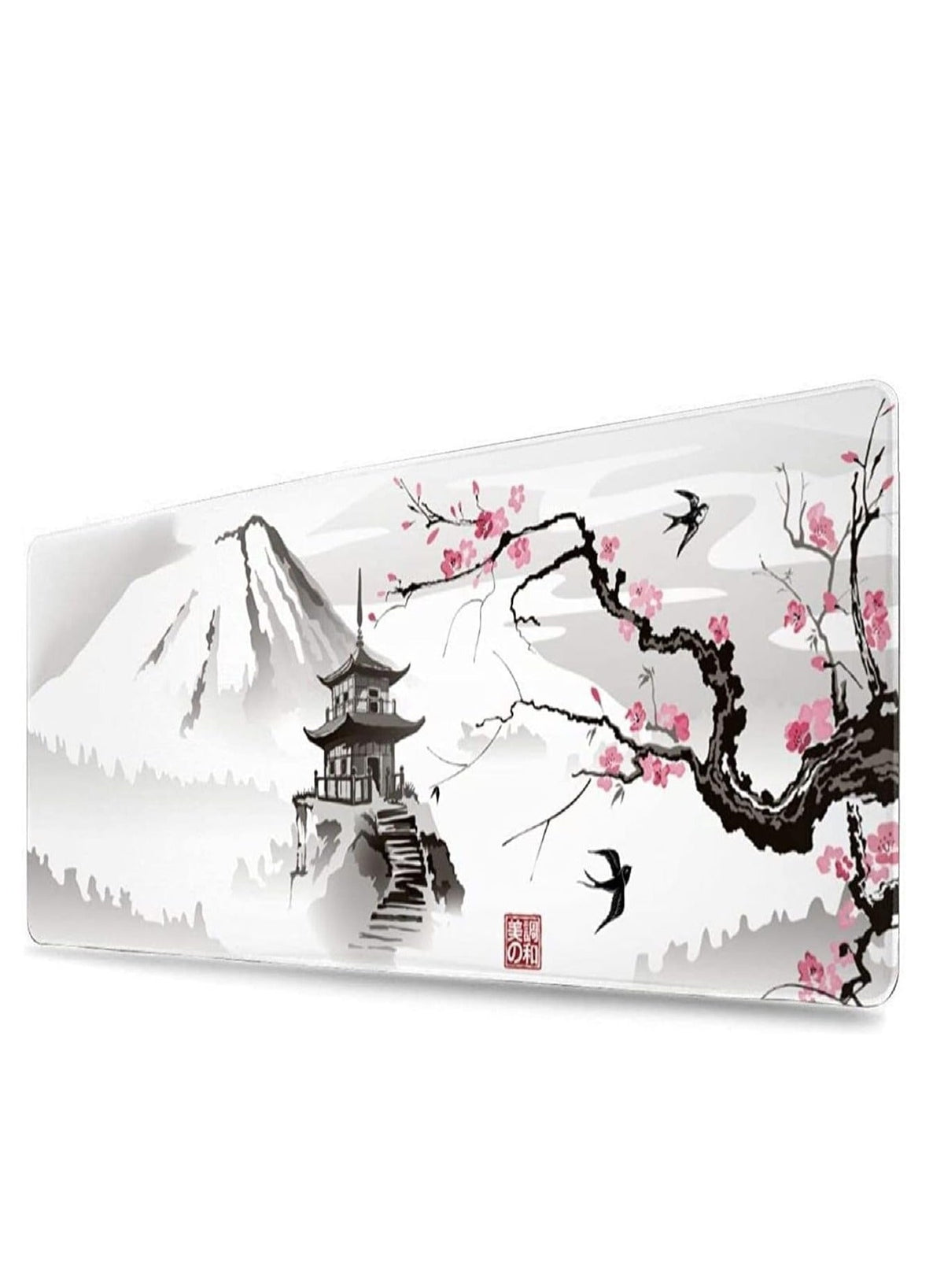 Mousepad Custom New Computer Desktop Office Mat Laptop Soft Natural Rubber Mouse Pads Japanese Temple and Cherry Blossom