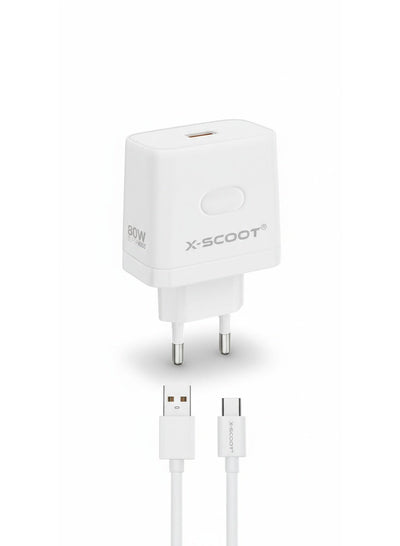 80W GaN Super Fast Wall Charger with Type-C Cable, PD Quick Charge, Compact High-Power USB-C Adapter for Phones, Tablets