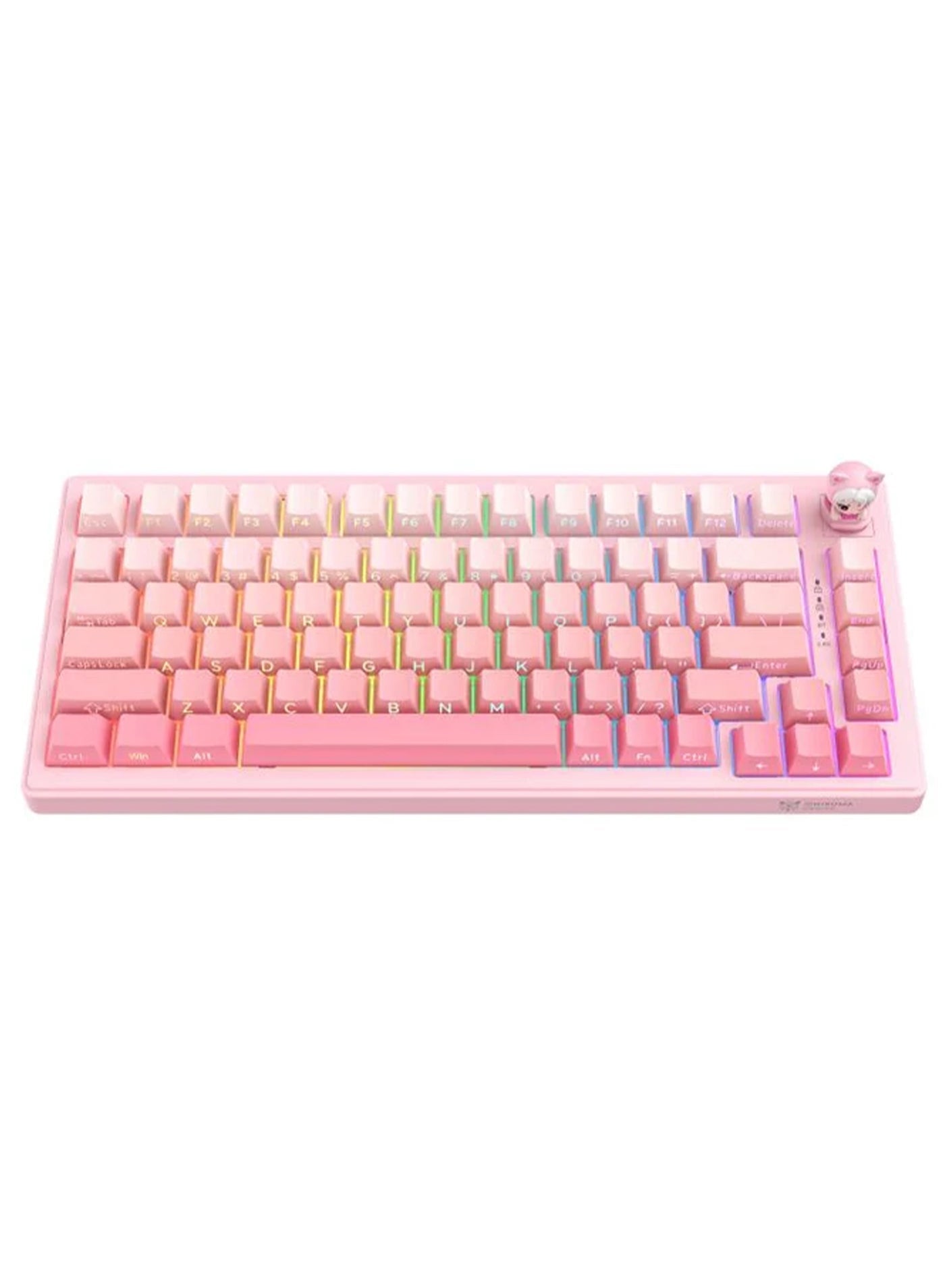 لوحة مفاتيح MT707 الميكانيكية للألعاب، ثلاثية الأوضاع، بإضاءة RGB، مزودة بـ 81 مفتاحًا، ومقبض تحكم على شكل دمية، وهيكل ت