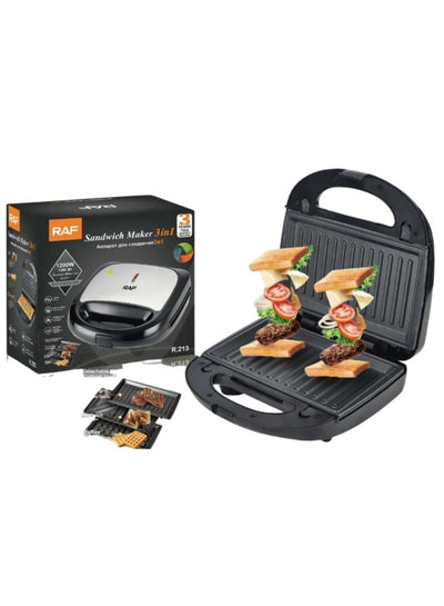 RAF Sandwich maker, fast, multi-functional, 3 Slices , 1200 Watt , black, model R.213