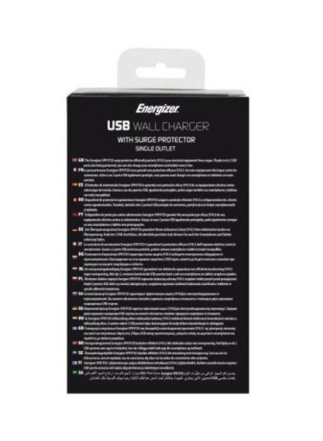 USB Wall Charger With Surge Protector White/Black
