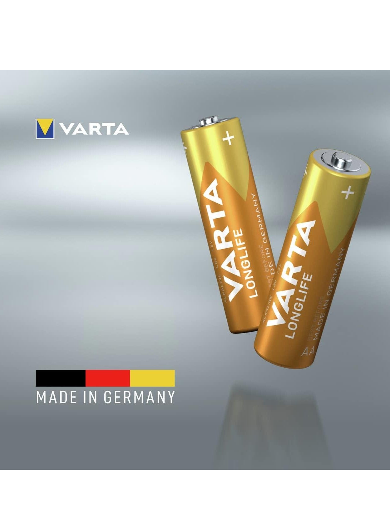 Varta Long Life Alkaline Batteries - 4 Packs, 1.5V, MIGNON ,4106 , STILO ,LR6 , MN1500 with gold color