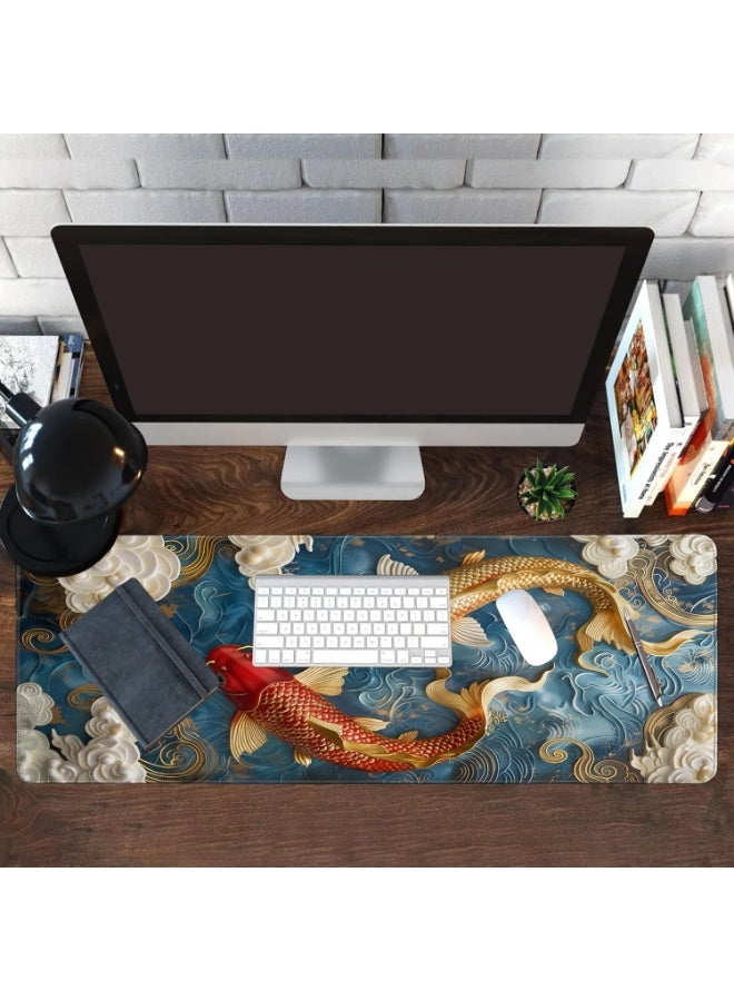 Long Gaming Mouse Pad Extended Anime Large Desk Pad with Non-Slip Base Full Keyboard Mat with Stitched Edges for Gaming 