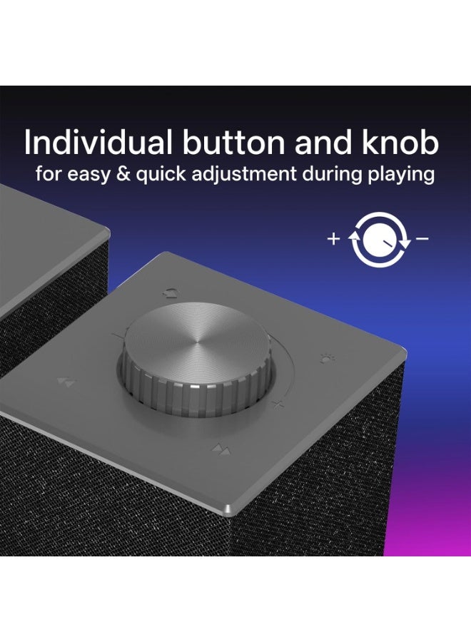 Rgb Computer Speaker 2.0 Stereo Sound System With Bluetooth 5.3 And Usb Connectivity Gaming Speakers For Pc Laptop Deskt