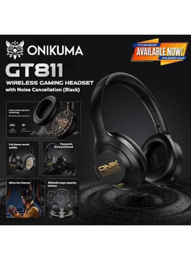 GT811 Wireless Bluetooth Headset – 40mm Drivers, Bluetooth 5.4, ANC+ENC Noise Reduction, 55H Playtime, 15m Range, 60ms L