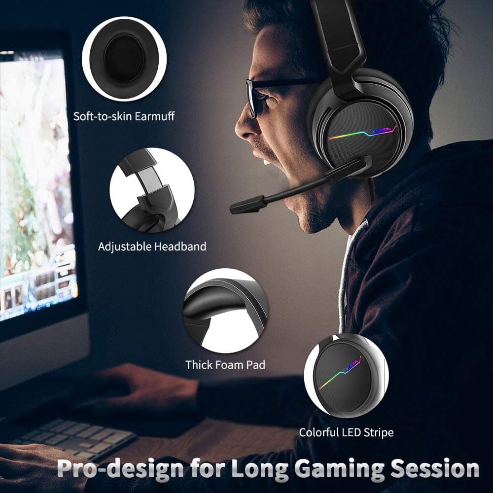 XIBERIA V20 RGB Gaming Headset – Stereo – Noise canceling Mic – (Black)