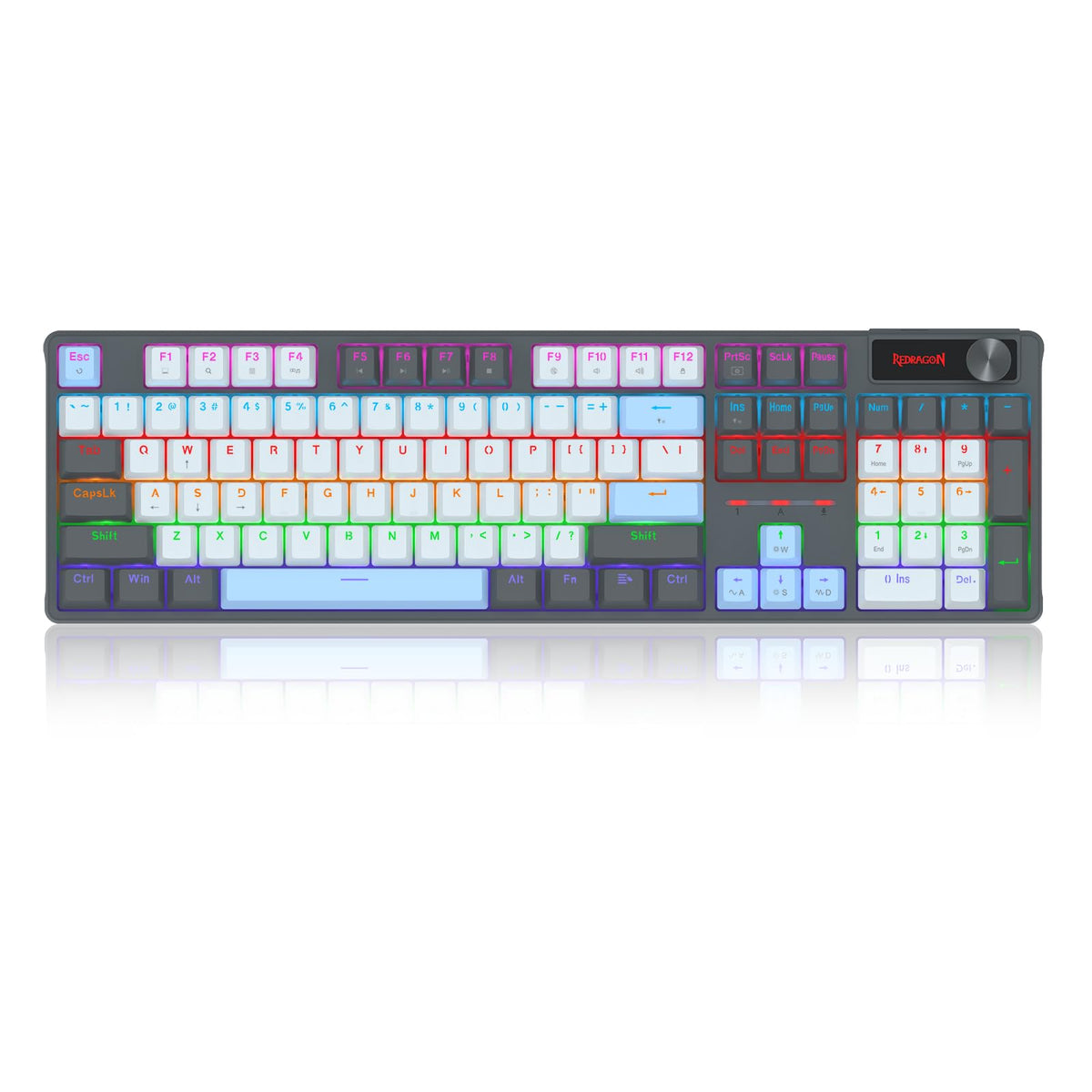 Redragon K718 Mechanical Gaming Keyboard Red Switches 104-Key Rainbow Black
