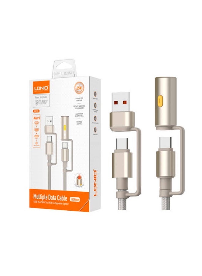 4-in-1 Fast Charging Cable 1.2M with USB-C, Multi Connector Charging and Data Transfer Cable, 5A High-Speed Charging Cor