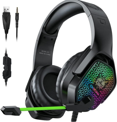 Onikuma X3 Gaming Headset with Mic and Noise Cancellation Headphone with LED Light