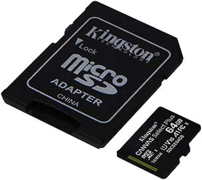 Kingston 64GB micSDXC Canvas Select Plus 100R A1 C10 Card + ADP, SDCS2/64GB, black