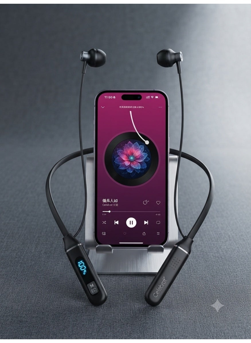 ST-A65 Wireless Neckband Earphones, Bluetooth Sports Headphones with HD Stereo Bass Sound, Built-in Microphone, Lightwei