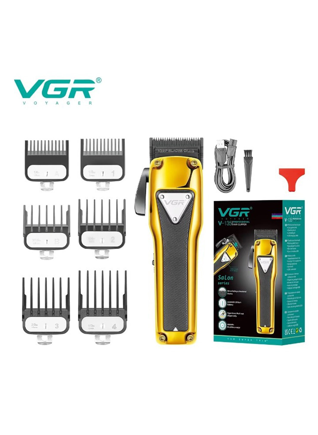 VGR Professional USB Rechargeable V-338 ,LED Display , Oil Bottle , Home Functional Reciprocating Shaver, Cleaning brush, Protection cap, USB charging cable, 6pc guide comb , 180 Minutes Operating Time