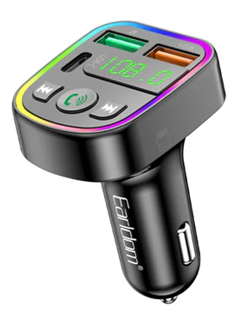 Bluetooth FM Transmitter Car Charger M103 with PD 18W USB-C Fast Charging, Dual USB Ports, Hands-Free Calling, MP3 Playe