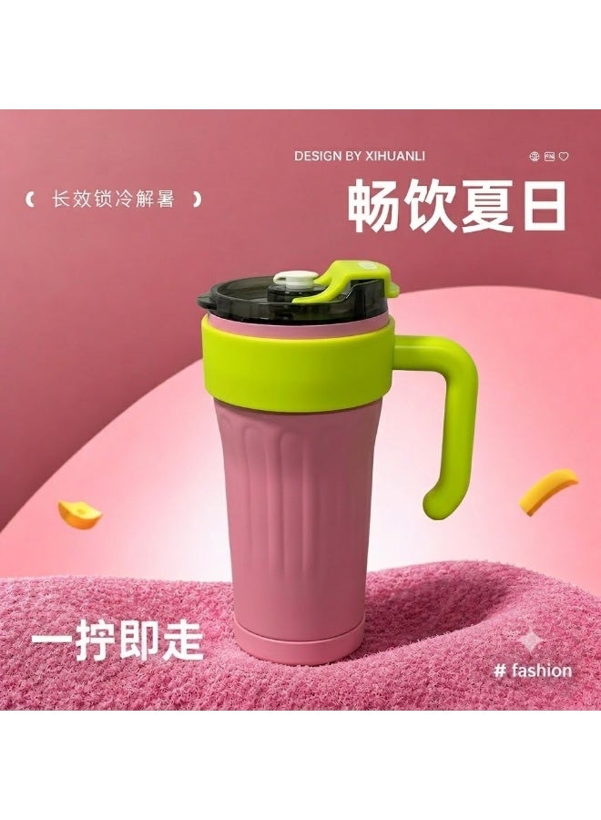 Insulated Tumbler Mug with Handle, Straw & Leak-Proof Lid – 800ML Large Capacity Stainless Steel Cup Vacuum Insulated Co