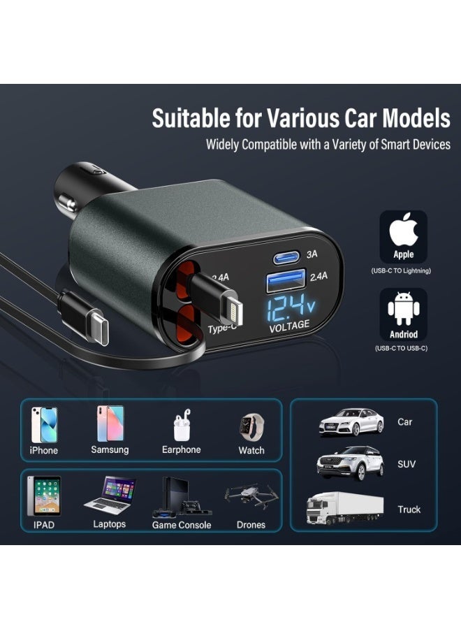 CH-272 65W Smart Fast Wall Charger with LCD Power Display, Dual-Port USB-C & USB-A Charging Adapter, AC 100–240V Travel 