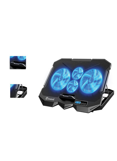 Standard Laptop Cooler Support ICE-04Plus With blue Led of fans - Screen LCD , 2USB ports & 7 Levels ( 385*280*28mm )