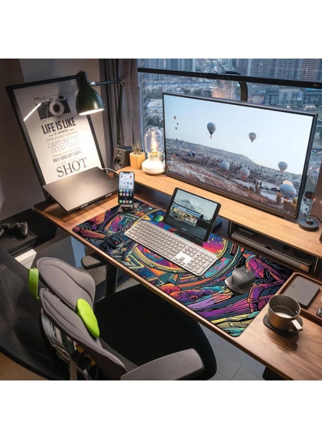 Astronaut 3 Extended Gaming Mouse Pad with Stitched Edges 70×30cm XL Desk Mat for Gaming, Office, Keyboard, Mouse, Lapto