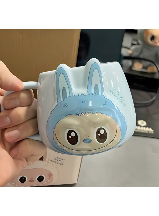 Labubu Ceramic Mug 350ml, Cute Cartoon Coffee Mug, Large Capacity Ceramic Tea Cup with Vibrant Character Design, Glossy 