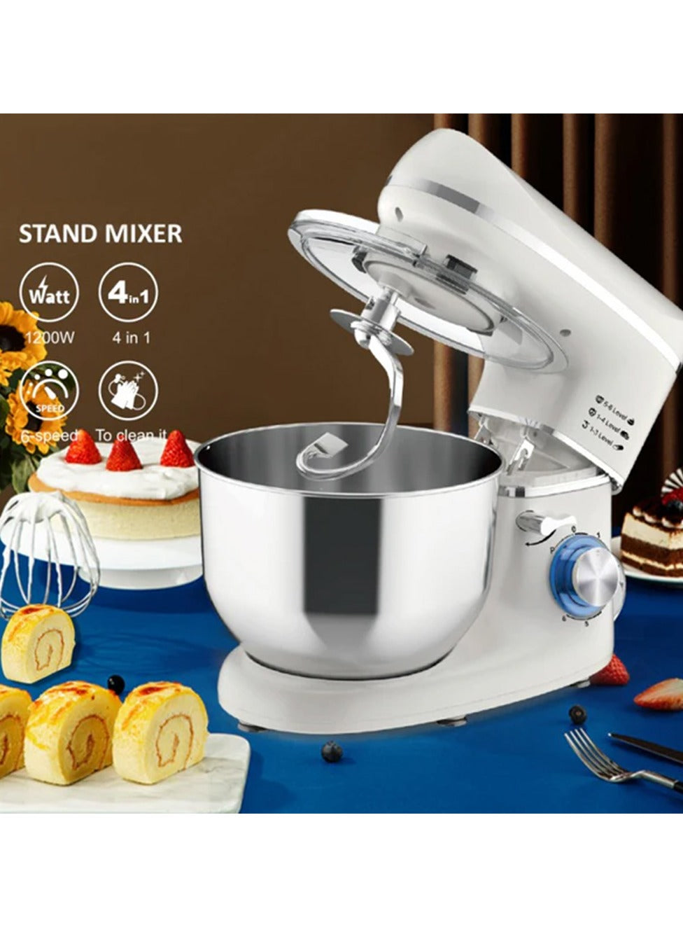 RAF Electric Stand Mixer R-6602 With 6 Speeds - 1400W 8L